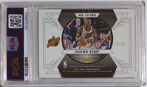 2020 Panini Obsidian Shawn Kemp #AUTO ELECTRIC ETCH GREEN /15 Holo PSA 9 (POP 2)