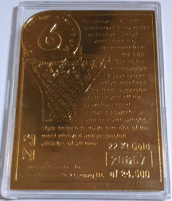 1999 Upper Deck Michael Jordan 22KT GOLD CARD /24500 6 Championship - Box & COA
