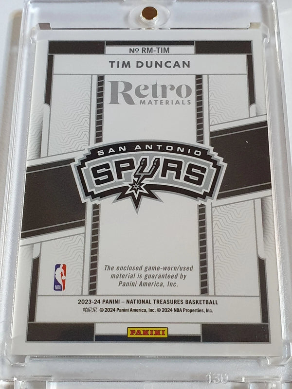 2023 National Treasures Tim Duncan #PATCH PRIME /15 Game Worn Jersey - Rare