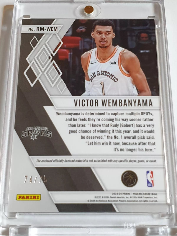 2023 Panini Phoenix Victor Wembanyama Rookie #PATCH ORANGE /75 Jersey - Rare