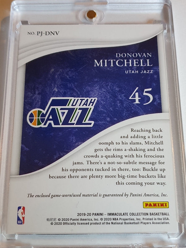 2019 Immaculate Donovan Mitchell #PATCH /45 Game Worn 2 Color Jersey