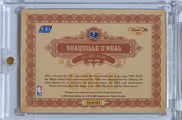 2012 Gold Standard Shaquille O'Neal #PATCH /149 Game Worn Jersey - Rare