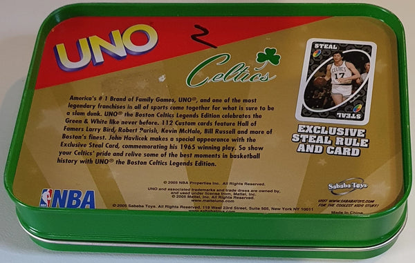 2005 Mattel UNO Boston Celtics Legends Edition Tin Set - Good Condition
