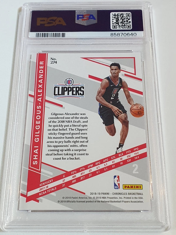 2018 Chronicles Shai Gilgeous-Alexander Rookie #274 PURPLE /49 Holo RC - PSA 9