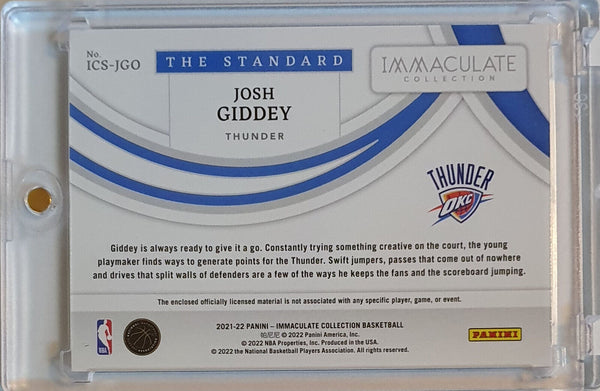 2021 Panini Immaculate Josh Giddey Rookie #PATCH /99 Jumbo Jersey - Rare