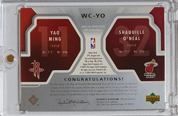 2005 UD SPx Yao Ming Shaquille O'Neal #PATCH Dual Game Worn Jerseys - Rare