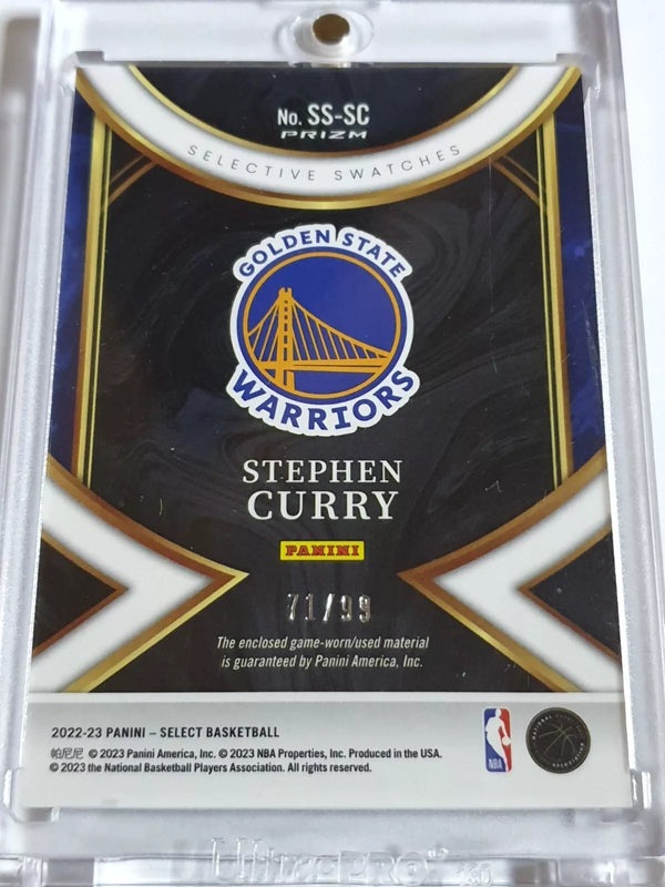 2022 Panini Select Stephen Curry #PATCH PURPLE Prizm /99 Game Worn Jersey - Rare