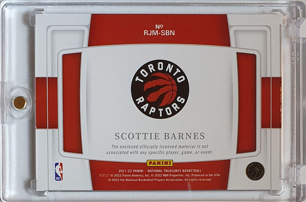 2021 National Treasures Scottie Barnes Rookie PATCH /99 Jumbo RC Jersey - Crease