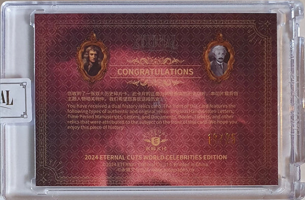 2024 Eternal Isaac Newton Albert Einstein #RELICS RED /25 Dual Relics - Sealed