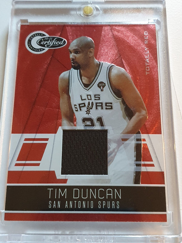 2011 Totally Certified Tim Duncan #PATCH RED /249 Game Worn Jersey - Rare