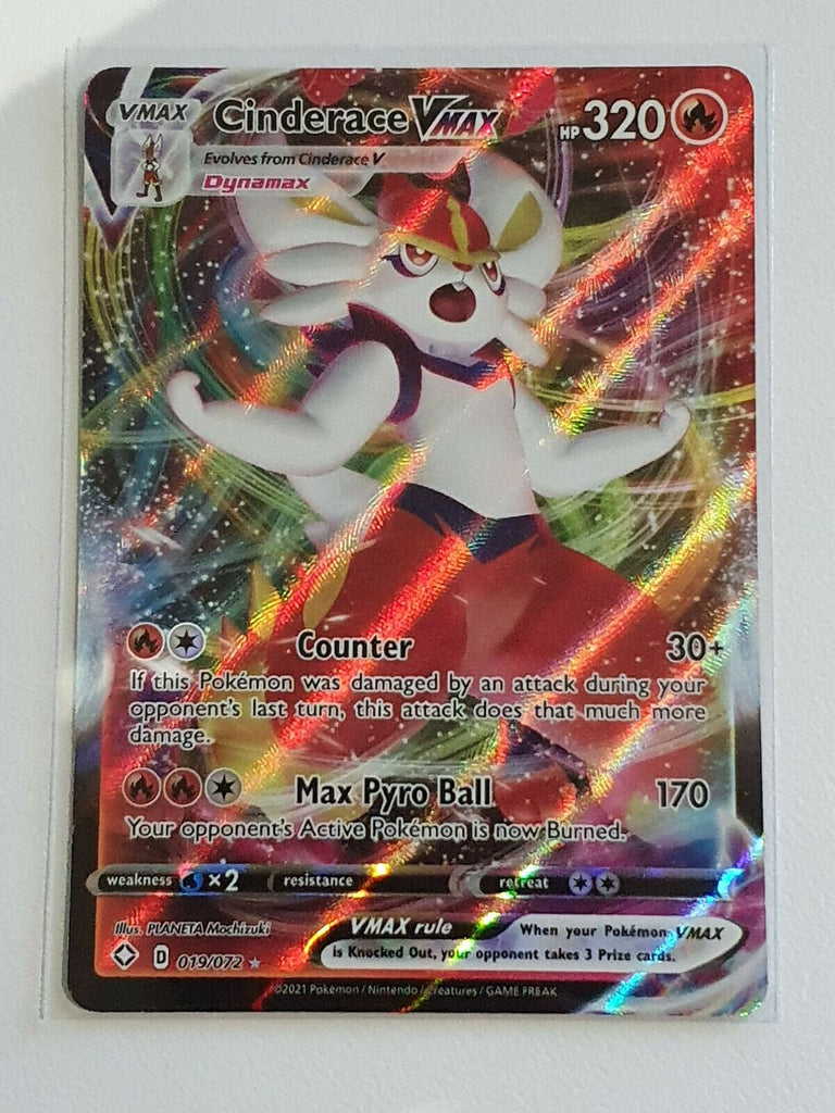 cinderace pokemon card pack Pokemon CINDERACE VMAX Full Art Rare Holo 019/072 Shining Fates