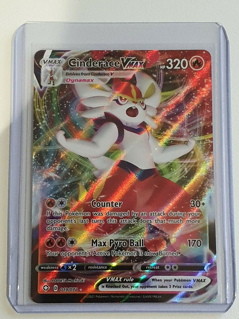 Pokemon CINDERACE VMAX Full Art Rare Holo 019/072 Shining Fates - Pack Perfect Edges Cards Pokemon CINDERACE VMAX Full Art Rare Holo 019/072 Shining Fates - Pack Perfect Edges Cards
