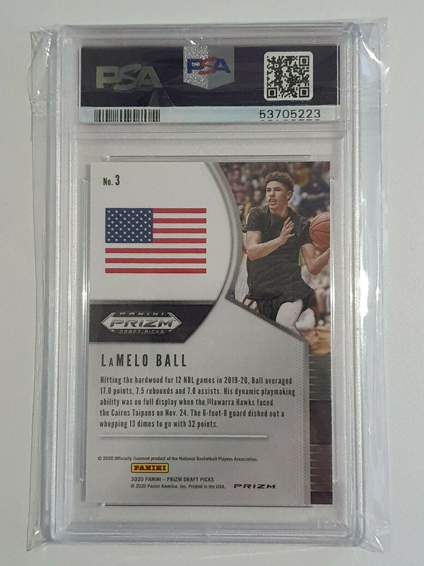 2020-21 Prizm Draft Picks Lamelo Ball Rookie #3 SILVER Prizm - PSA 9