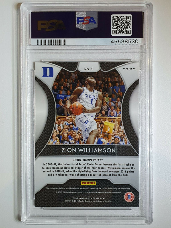 2019 Panini Prizm Draft Picks Zion Williamson Rookie #1 BLUE HOLO - PSA 9