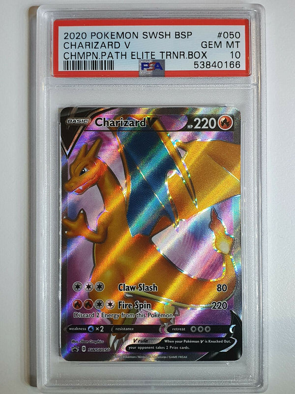 Pokemon Charizard V SWSH050 Champions Path Promo - PSA 10 Perfect Edges Cards Pokemon Charizard V SWSH050 Champions Path Promo - PSA 10 Perfect Edges Cards