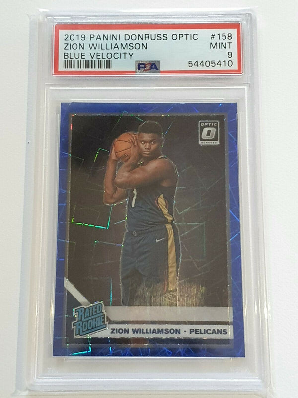 2020 Donruss Optic Zion Williamson #158 Blue Velocity Rookie - PSA 9 Mint RC