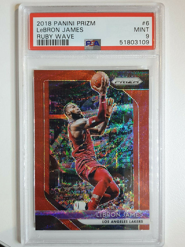 2018 Panini Prizm Lebron James #6 Ruby Wave - PSA 9