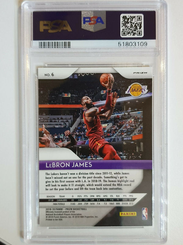 2018 Panini Prizm Lebron James #6 Ruby Wave - PSA 9