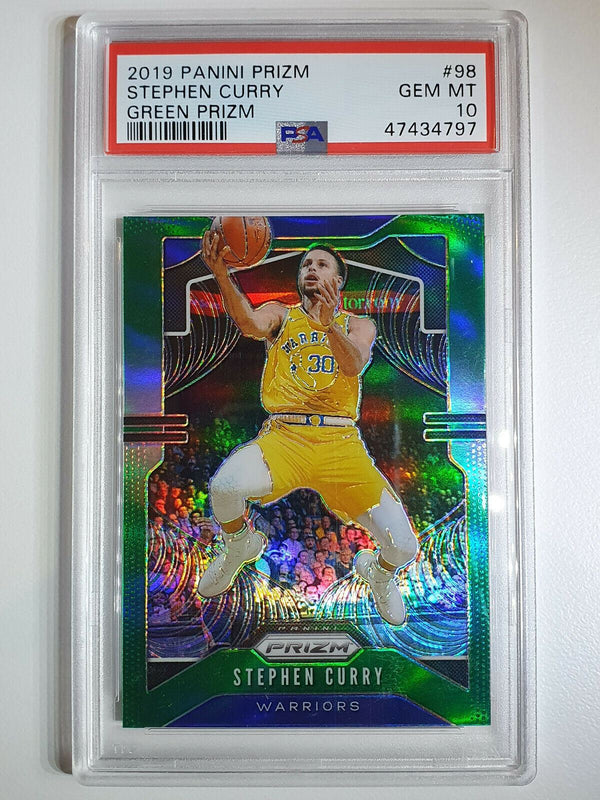 2019 Panini Prizm Stephen Curry #98 GREEN Prizm - PSA 10