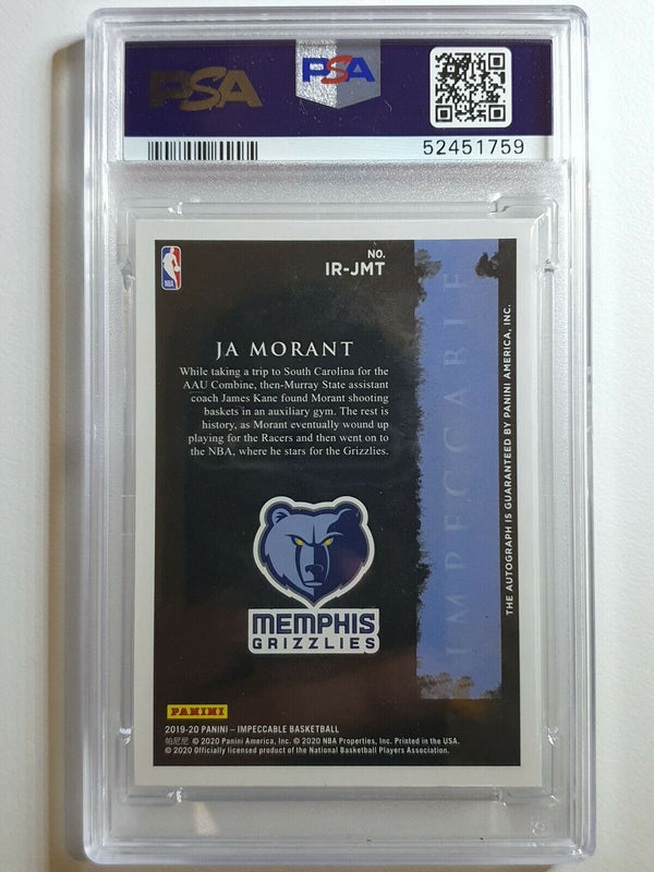 2019 Impeccable Ja Morant Rookie Signatures /99 On Card Auto - PSA 9 (POP 8)