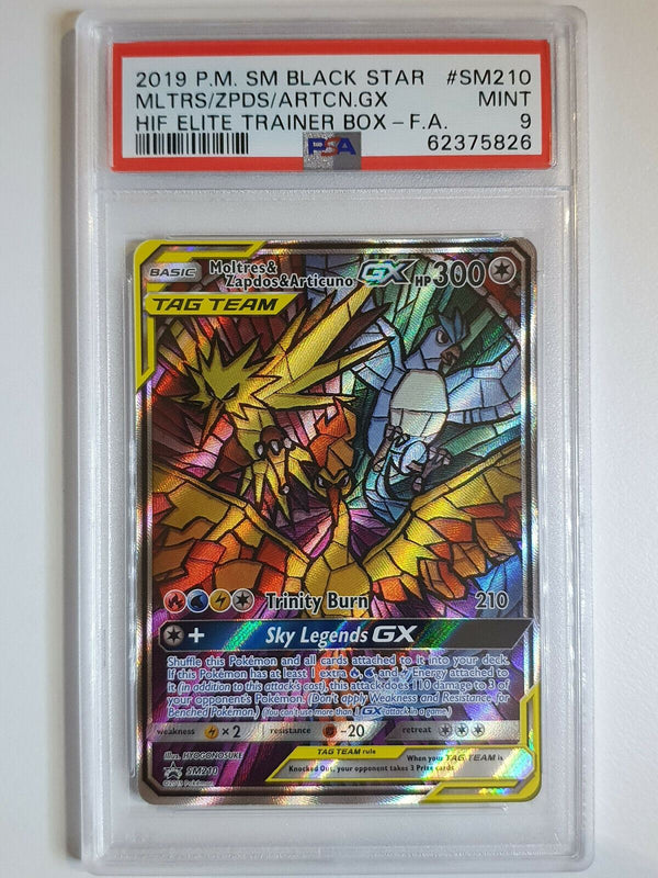 2019 Pokemon Moltres Zapdos Articuno GX SM210 Hidden Fates Promo - PSA 9