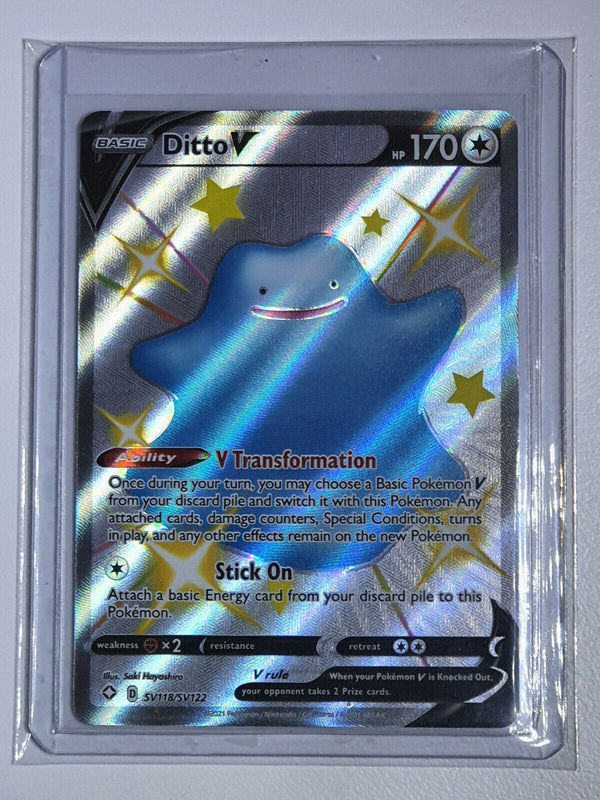 Pokemon Ditto V SV118/SV122 Shiny Full Art Shining Fates - Ready for G Perfect Edges Cards Pokemon Ditto V SV118/SV122 Shiny Full Art Shining Fates - Ready for G Perfect Edges Cards