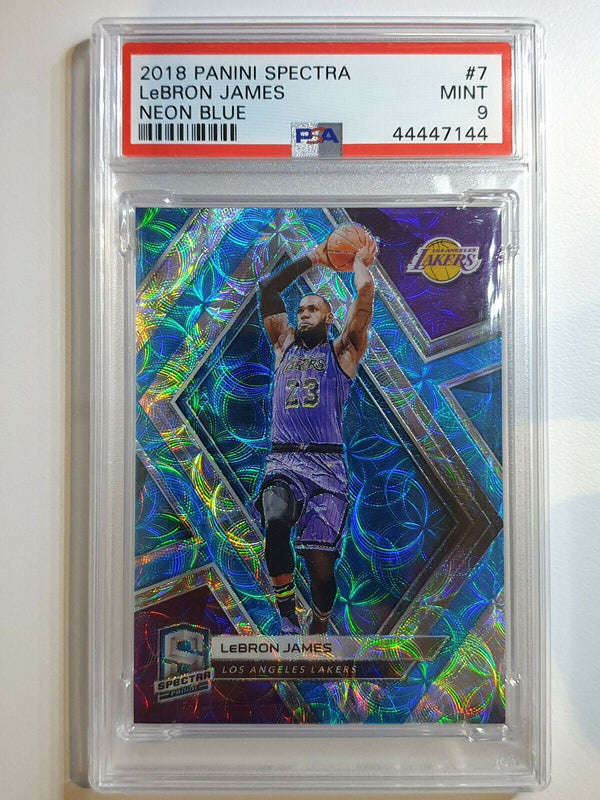 2018 Spectra Lebron James #7 NEON BLUE /75 - PSA 9 (POP 6 None Higher)