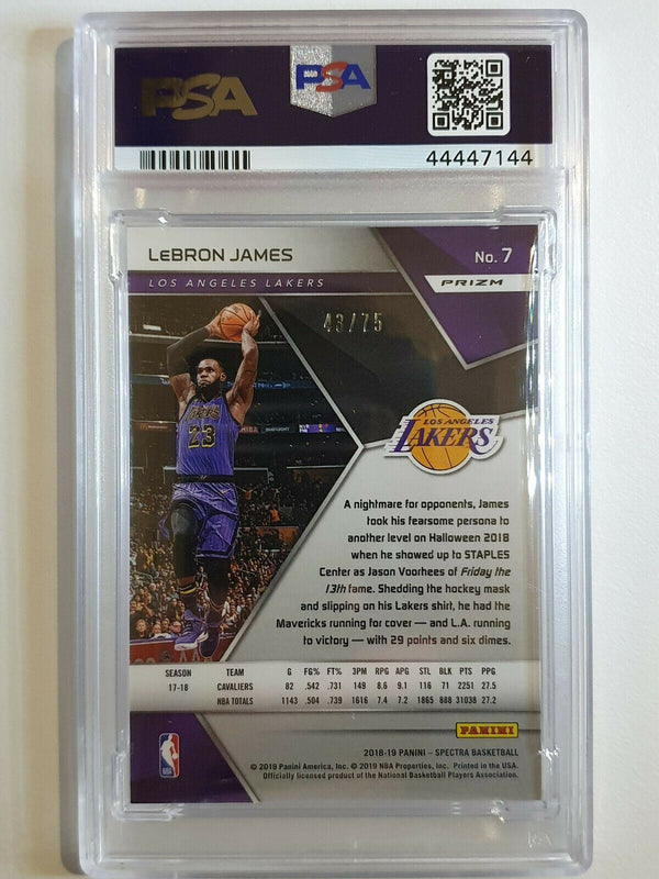 2018 Spectra Lebron James #7 NEON BLUE /75 - PSA 9 (POP 6 None Higher)