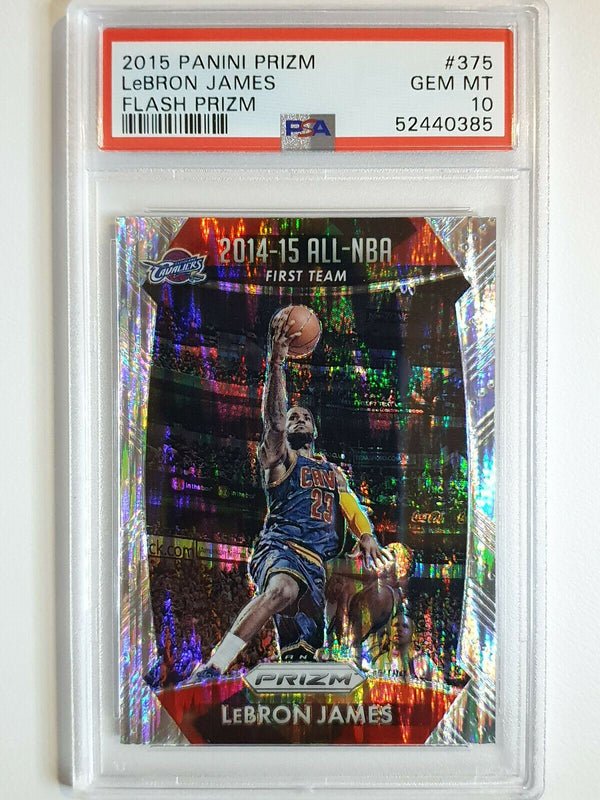 2015 Panini Prizm Lebron James #375 All NBA FLASH PRIZM - PSA 10 (POP 22)