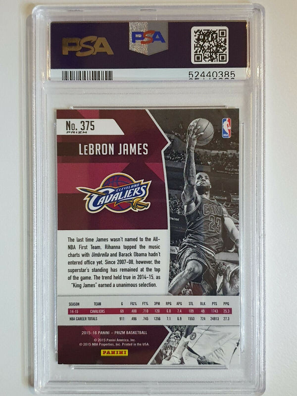 2015 Panini Prizm Lebron James #375 All NBA FLASH PRIZM - PSA 10 (POP 22)