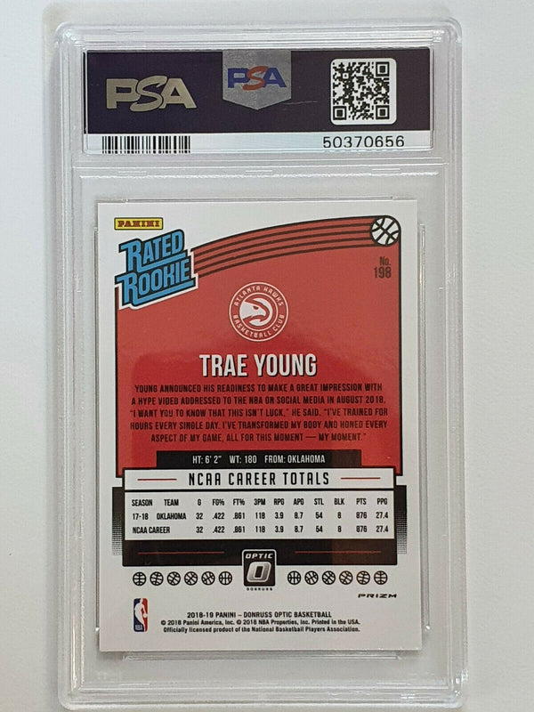 2018 Donruss Optic Trae Young #198 Shock Prizm Rookie - PSA 9