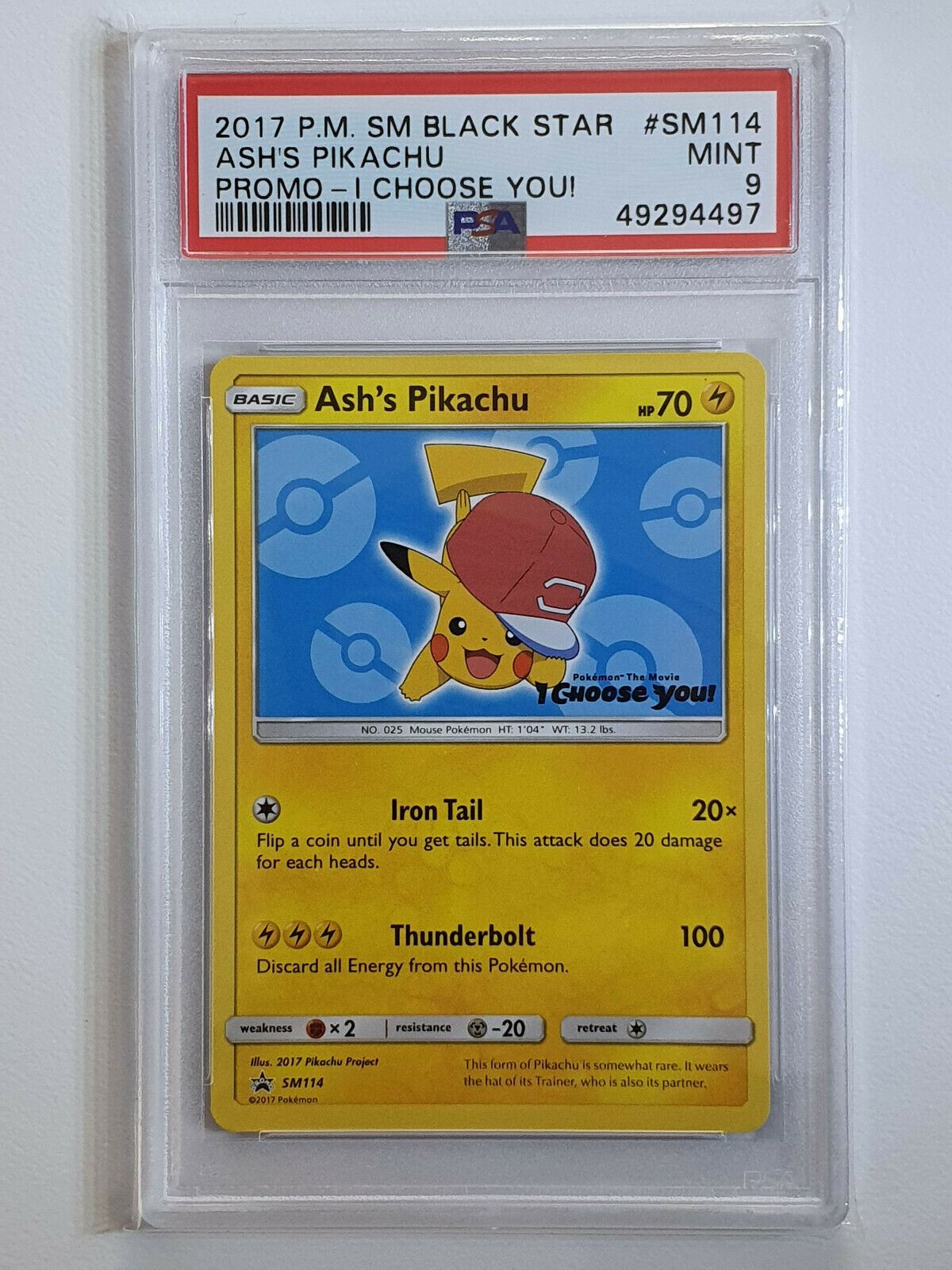 2017 Ash's Pikachu SM114 Black Star Promo 
