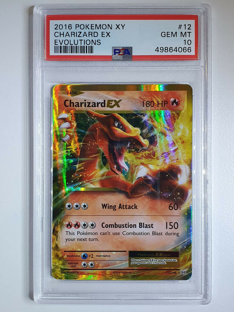 2016 Pokemon Charizard EX 12/108 Holo Full Art XY Evolutions - PSA 10 Perfect Edges Cards 2016 Pokemon Charizard EX 12/108 Holo Full Art XY Evolutions - PSA 10 Perfect Edges Cards