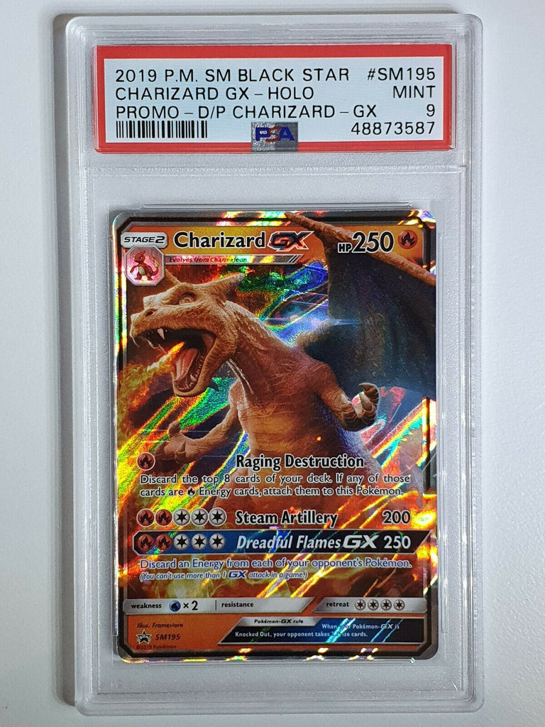2019 Pokemon Charizard GX SM195 Black Star Promo Sun & Moon - PSA 9 Perfect Edges Cards 2019 Pokemon Charizard GX SM195 Black Star Promo Sun & Moon - PSA 9 Perfect Edges Cards