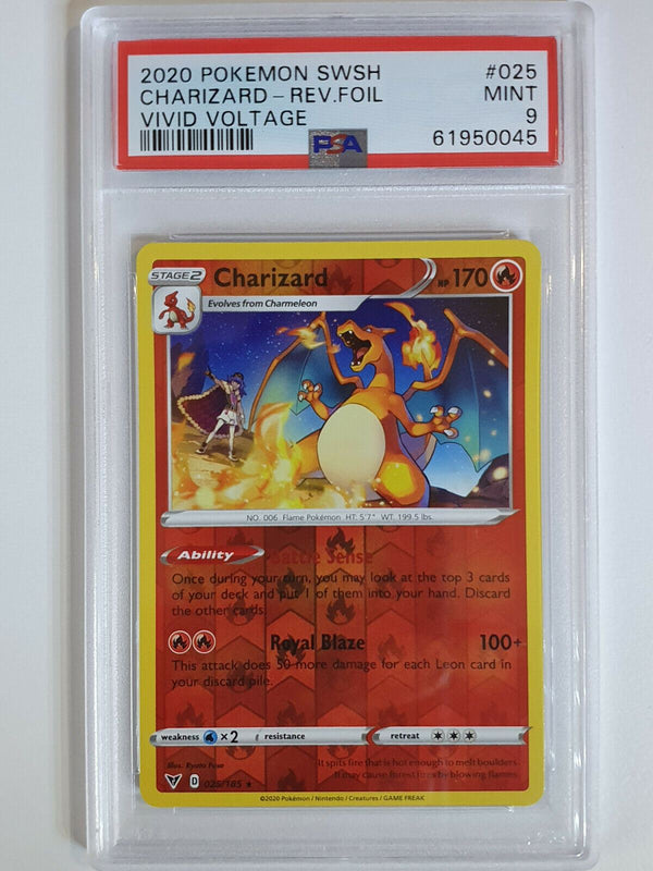 2020 Pokemon Charizard 025/185 REVERSE HOLO Foil Vivid Voltage - PSA 9