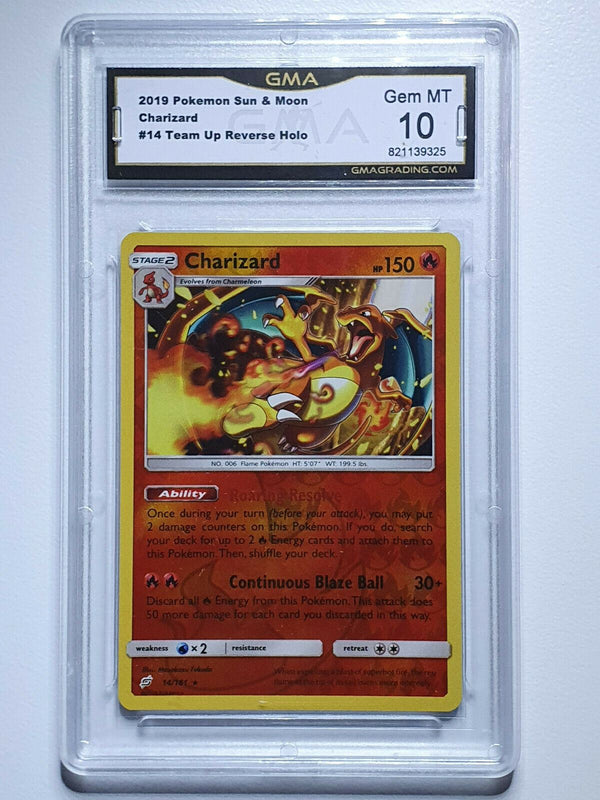 2019 Pokemon Charizard 14/181 Reverse Holo Foil Team Up - GMA 10