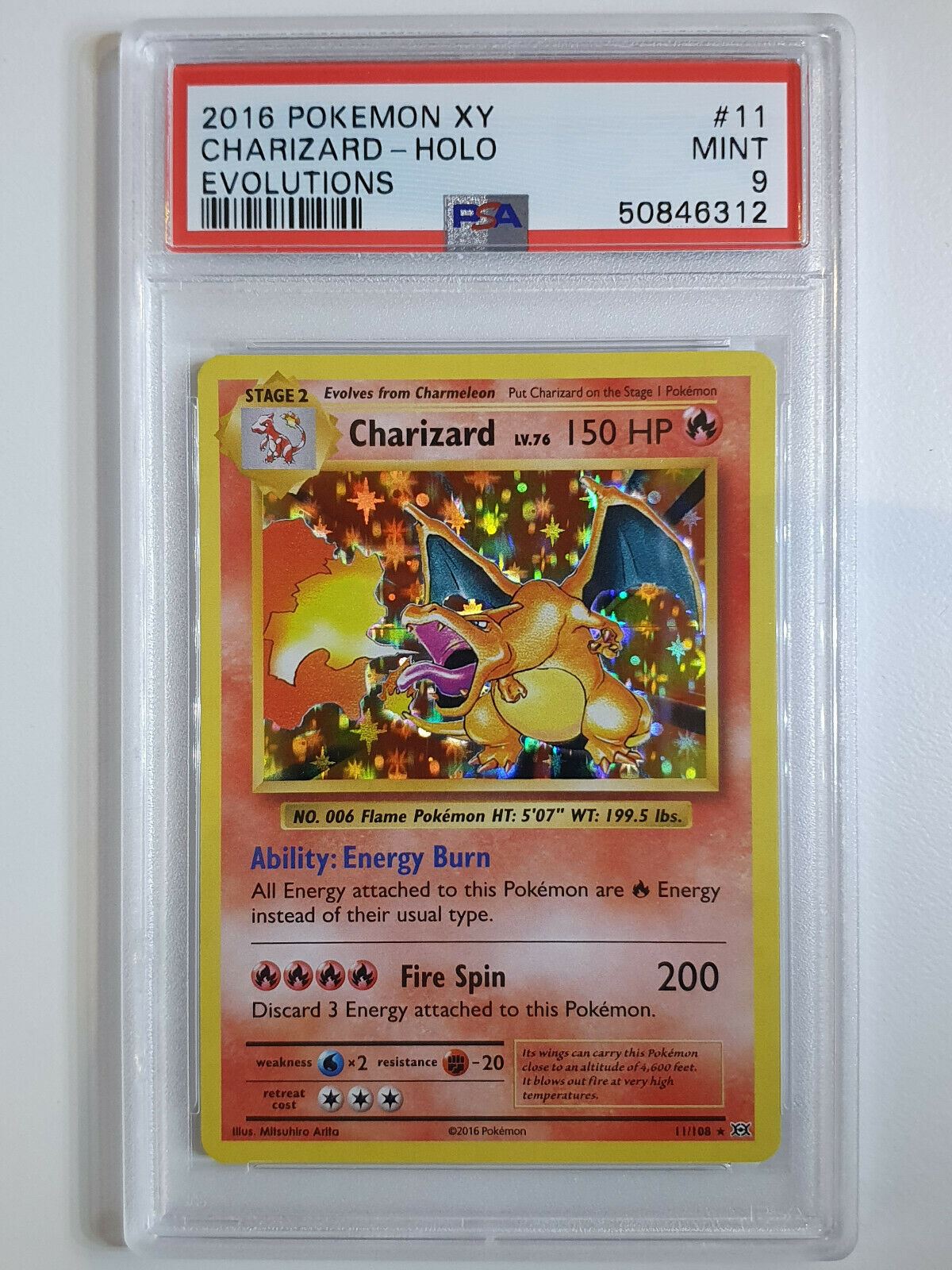 2016 Pokemon Charizard 11/108 Holo XY Evolutions - PSA 9 – Perfect
