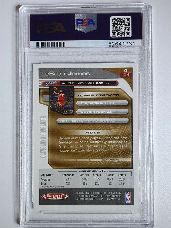 2004 Topps Total Lebron James #4 (2nd Year Card) - PSA 9