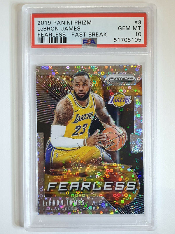 2019 Panini Prizm Lebron James #3 Fearless Fast Break - PSA 10