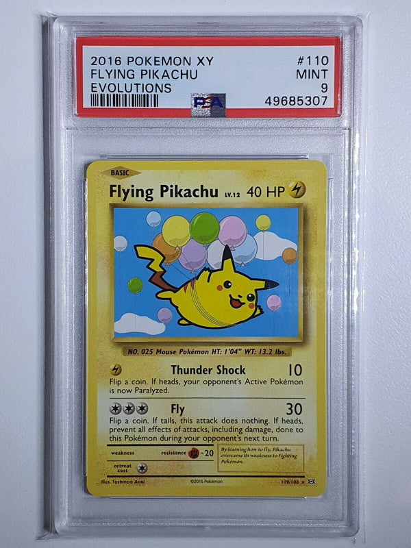 2016 Pokemon Flying Pikachu 110/108 Secret Rare XY Evolutions - PSA 9