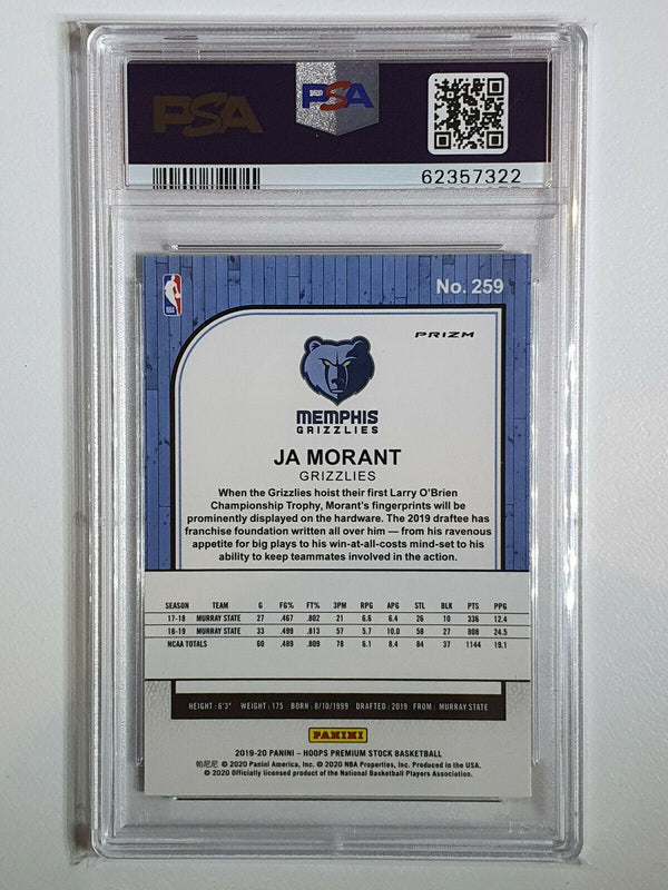 2019 Hoops Premium Stock Ja Morant Rookie #259 PULSAR Prizm - PSA 10