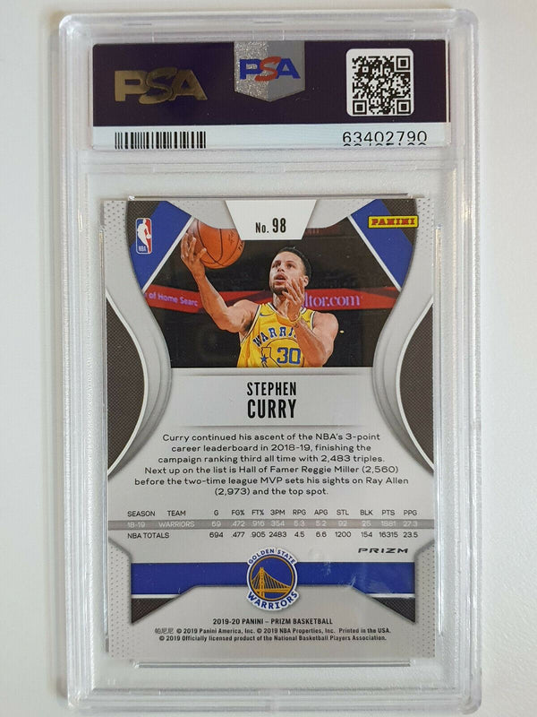 2019 Prizm Stephen Curry #98 CHOICE Blue Yellow Green Prizm - PSA 9 (Low POP)