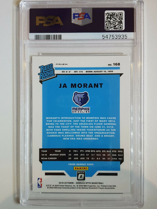 2019 Donruss Optic Ja Morant Rookie #168 FANATICS Prizm RC - PSA 9