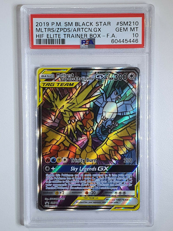 2019 Pokemon Moltres Zapdos Articuno GX SM210 Hidden Fates Promo - PSA 10