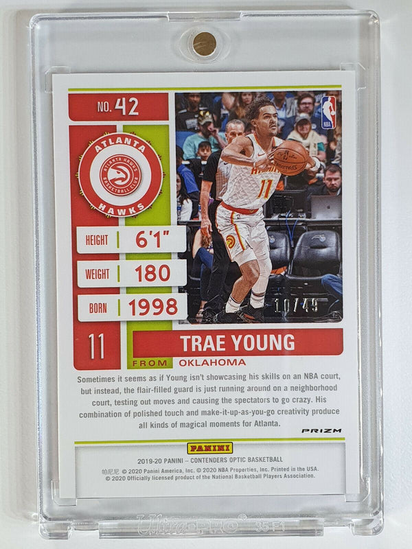 2019 Contenders Optic Trae Young #42 Orange Prizm /49 - Ready for Grading