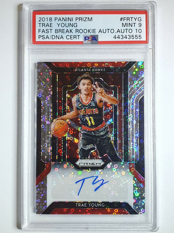 2018 Panini Prizm Trae Young Rookie Auto FAST BREAK Holo - PSA 9 (Auto 10)