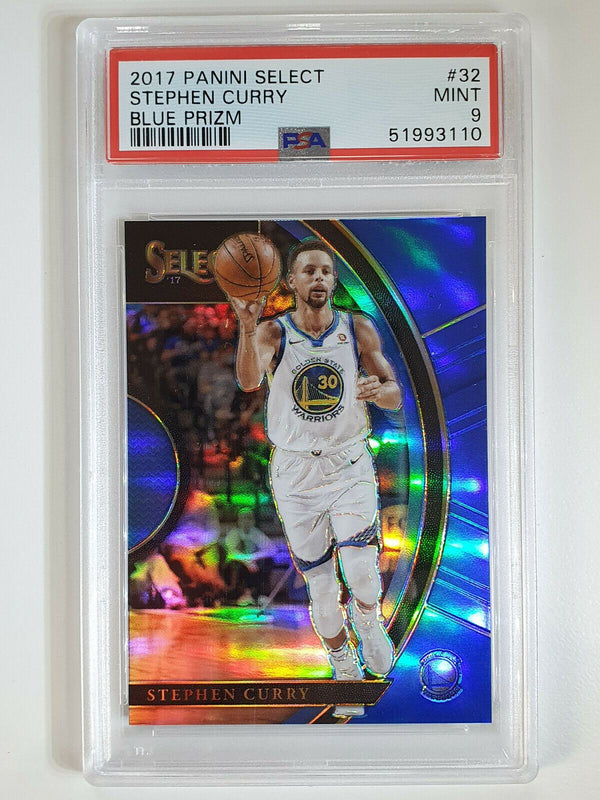 2017 Panini Select Stephen Curry #32 Blue Prizm Holo /299 - PSA 9