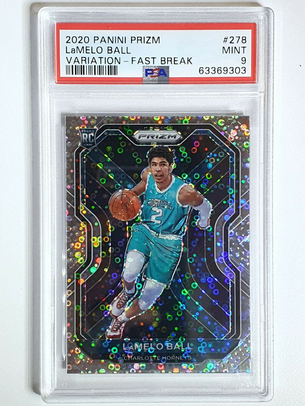 2020 Panini Prizm Lamelo Ball Rookie #278 VARIATION Fast Break - PSA 9