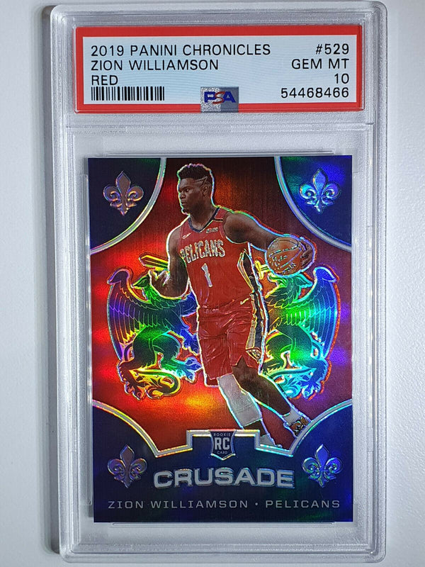 2019 Chronicles Zion Williamson Rookie #529 Crusade RED Prizm - PSA 10 (POP 18)