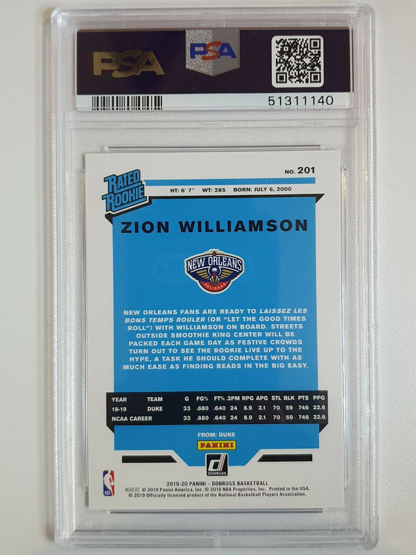 2019 Donruss Zion Williamson Rated Rookie #201 INFINITE Prizm - PSA 9